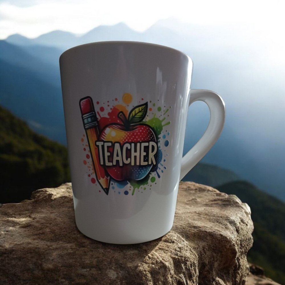 White Teacher Mug with Colorful Design